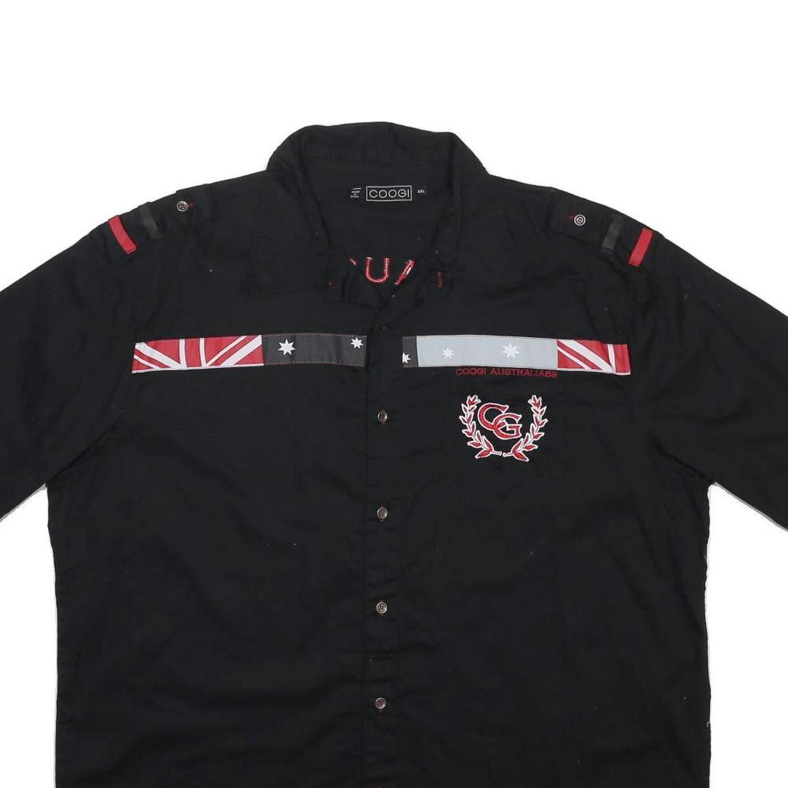 COOGI Mens Black & Red Shield Logo Cotton Shirt 4XL Big & Tall Casual