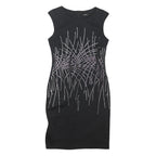 ROMAN Womens Black Bodycon Polyester Blend Sleeveless Knee Length UK 12
