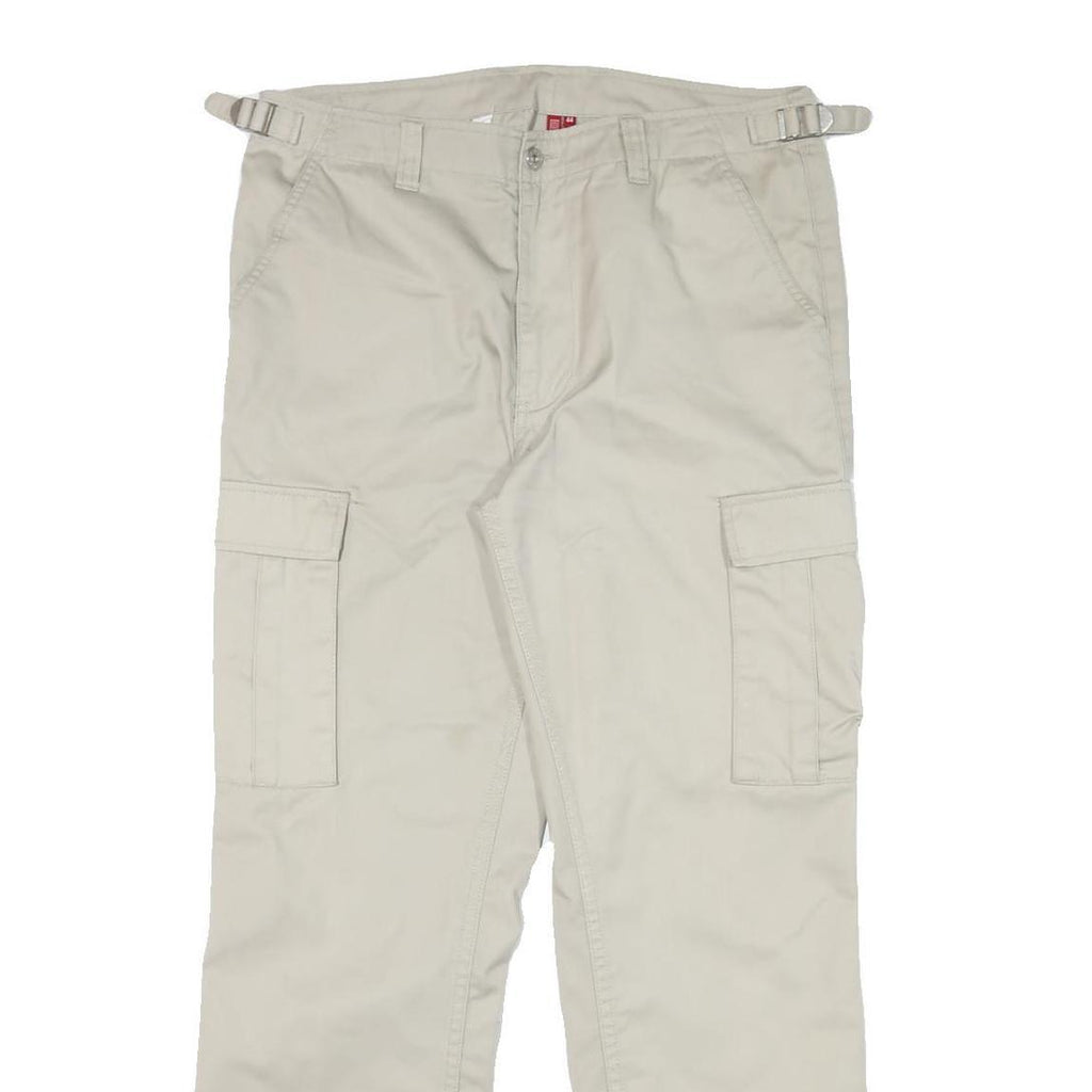 TEDDYS Mens Regular Beige Cotton Blend Trousers W34 L30 Cargo Pockets Zip