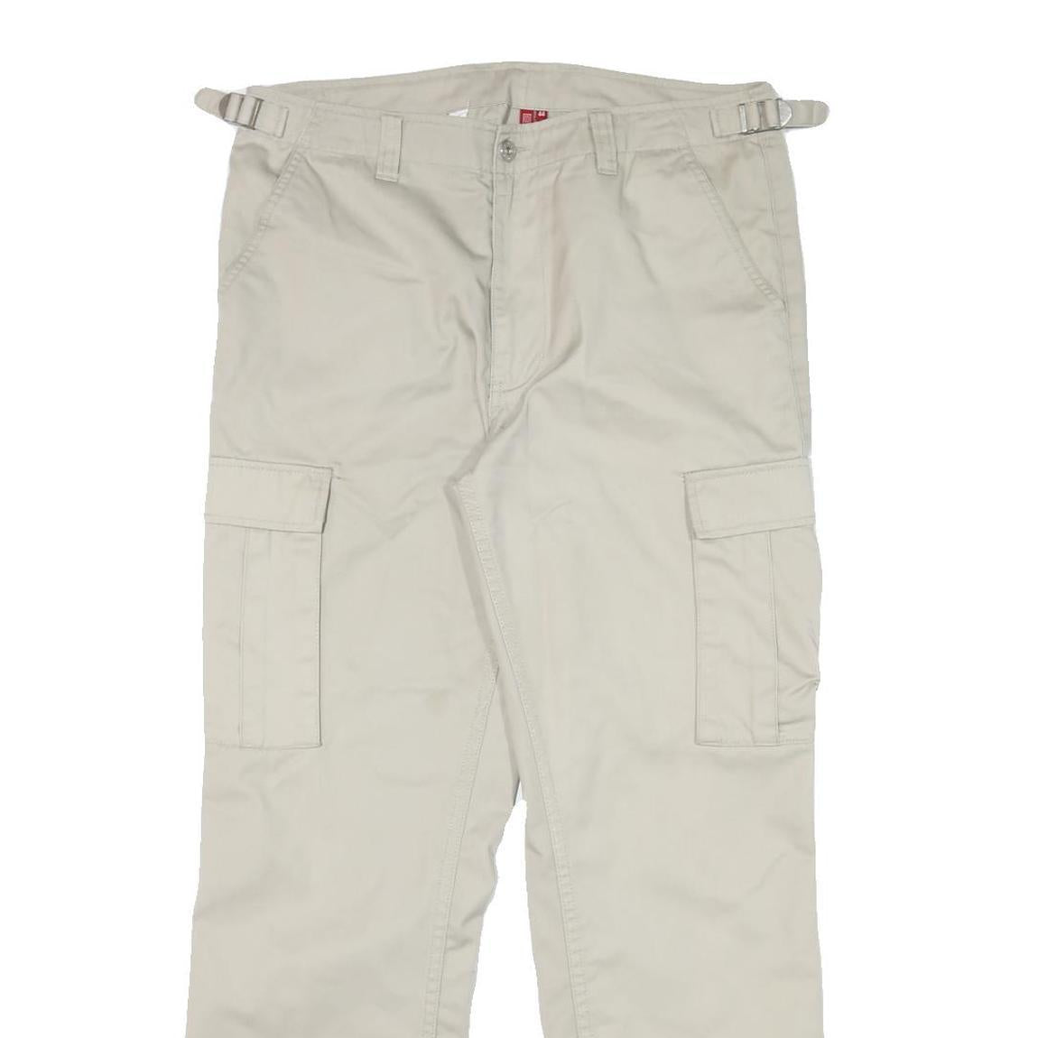 TEDDYS Mens Regular Beige Cotton Blend Trousers W34 L30 Cargo Pockets Zip