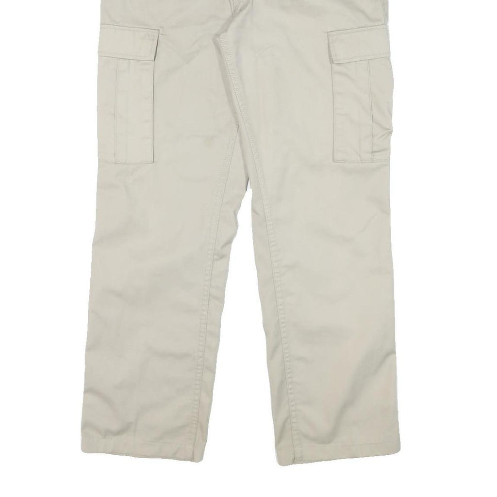 TEDDYS Mens Regular Beige Cotton Blend Trousers W34 L30 Cargo Pockets Zip
