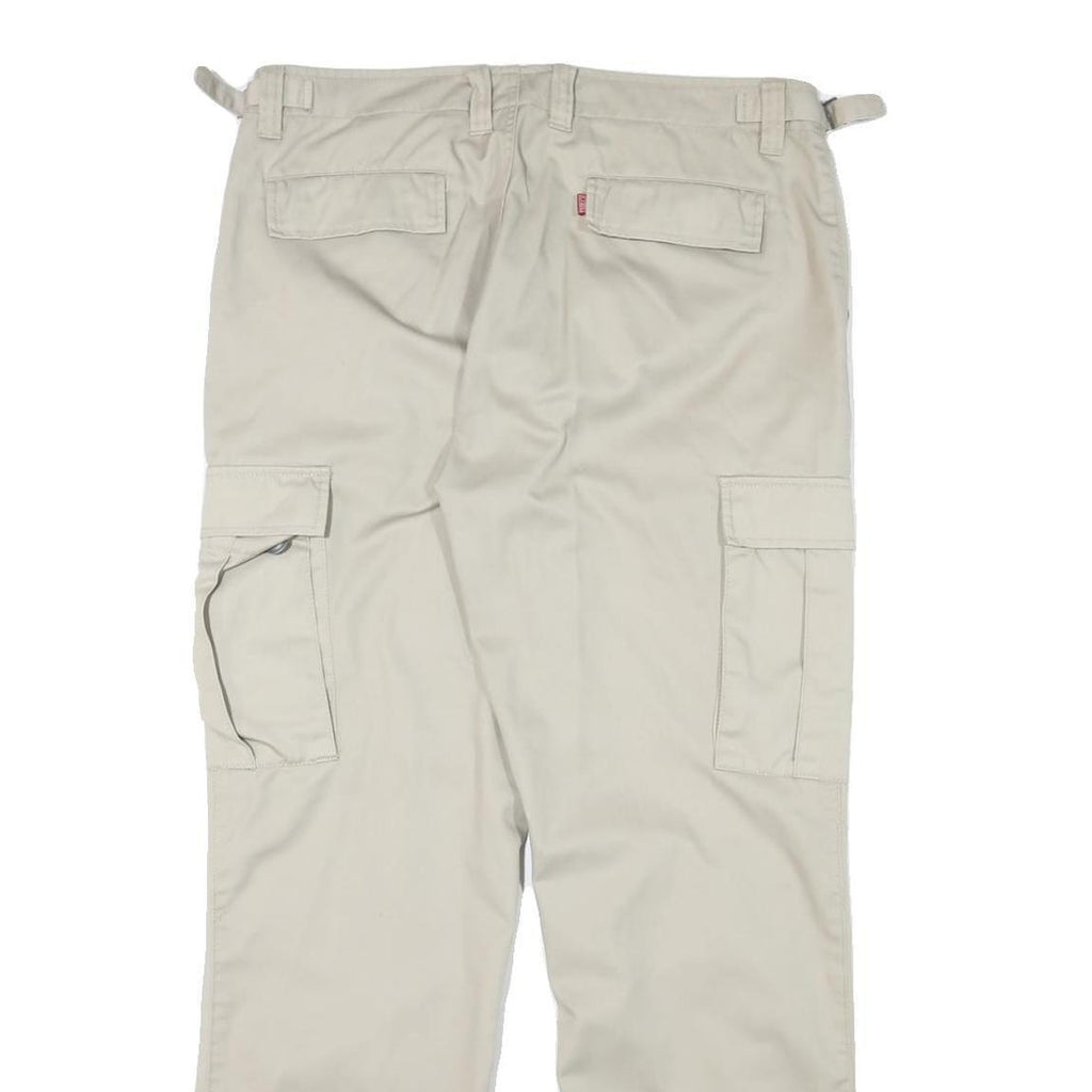 TEDDYS Mens Regular Beige Cotton Blend Trousers W34 L30 Cargo Pockets Zip