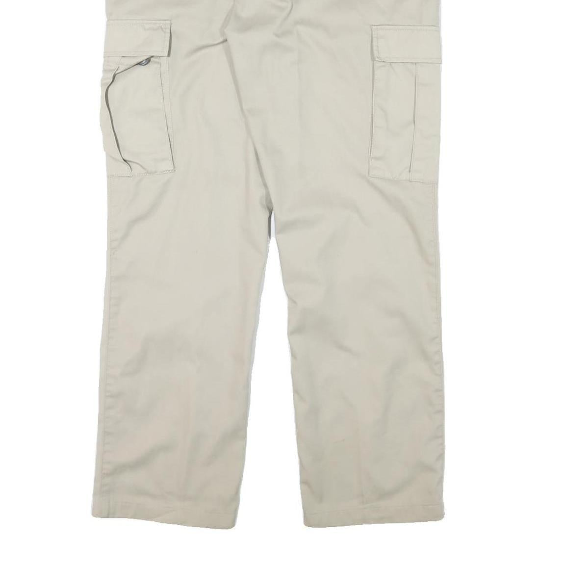 TEDDYS Mens Regular Beige Cotton Blend Trousers W34 L30 Cargo Pockets Zip