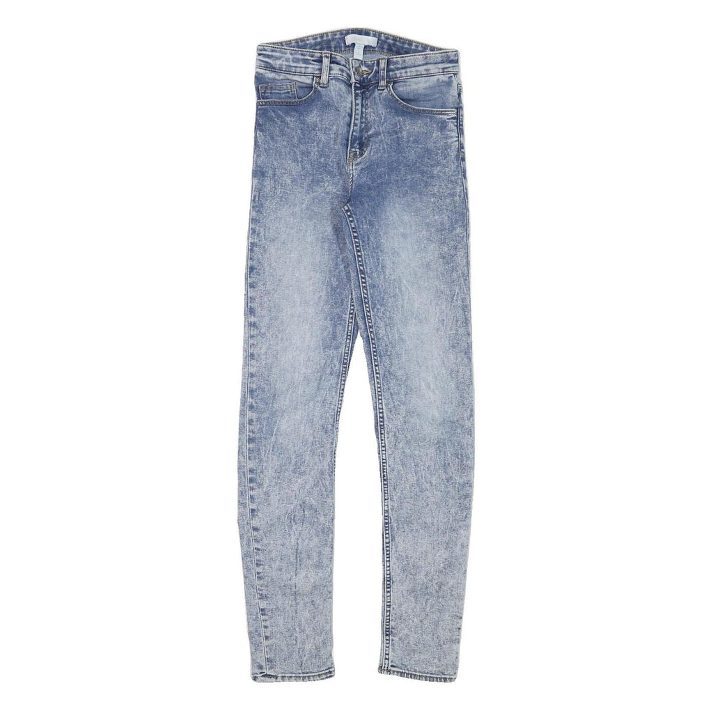 H&M Womens Slim Blue Denim Jeans Cotton Blend Zip W24 L29 Light Wash Skinny Fit