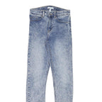 H&M Womens Slim Blue Denim Jeans Cotton Blend Zip W24 L29 Light Wash Skinny Fit