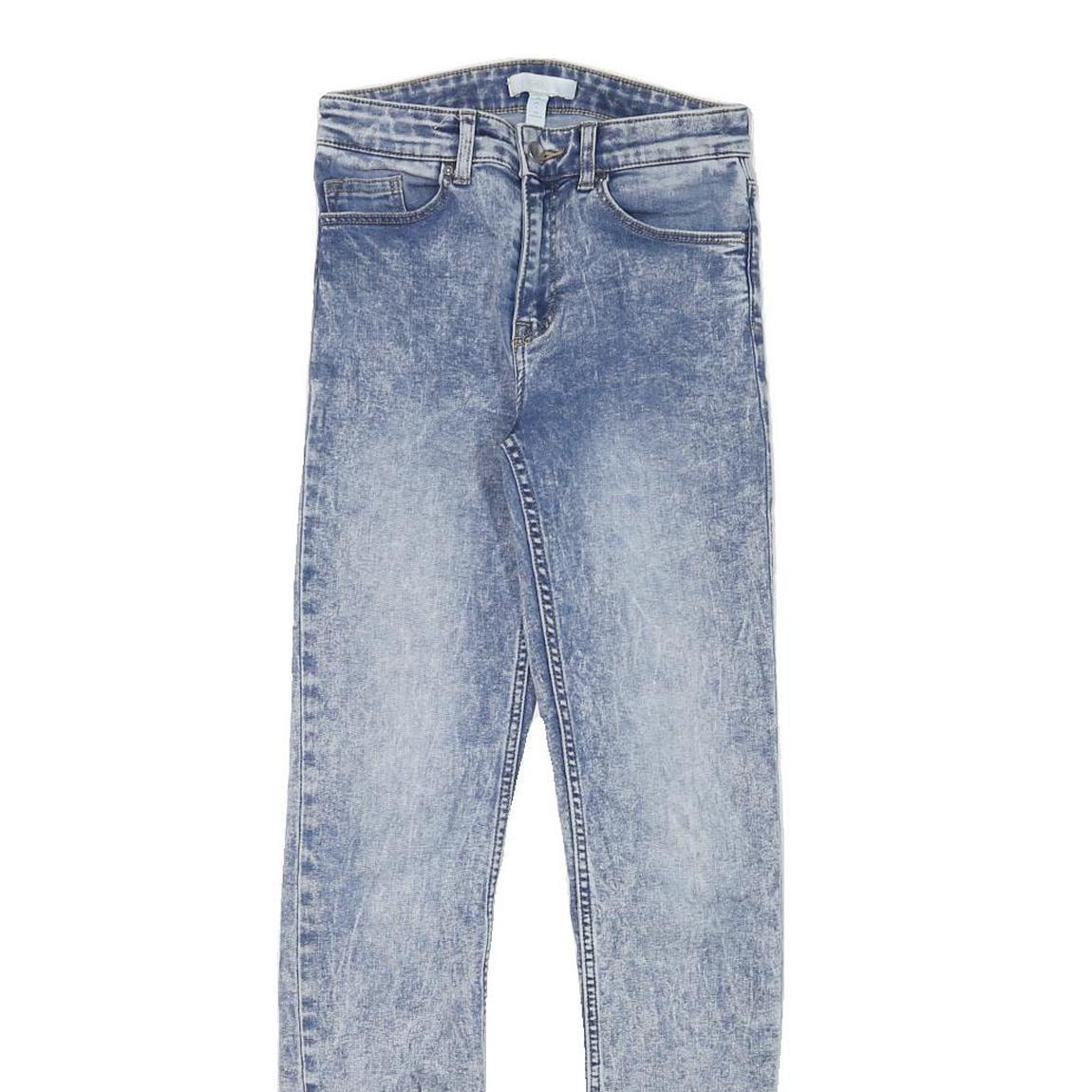 H&M Womens Slim Blue Denim Jeans Cotton Blend Zip W24 L29 Light Wash Skinny Fit