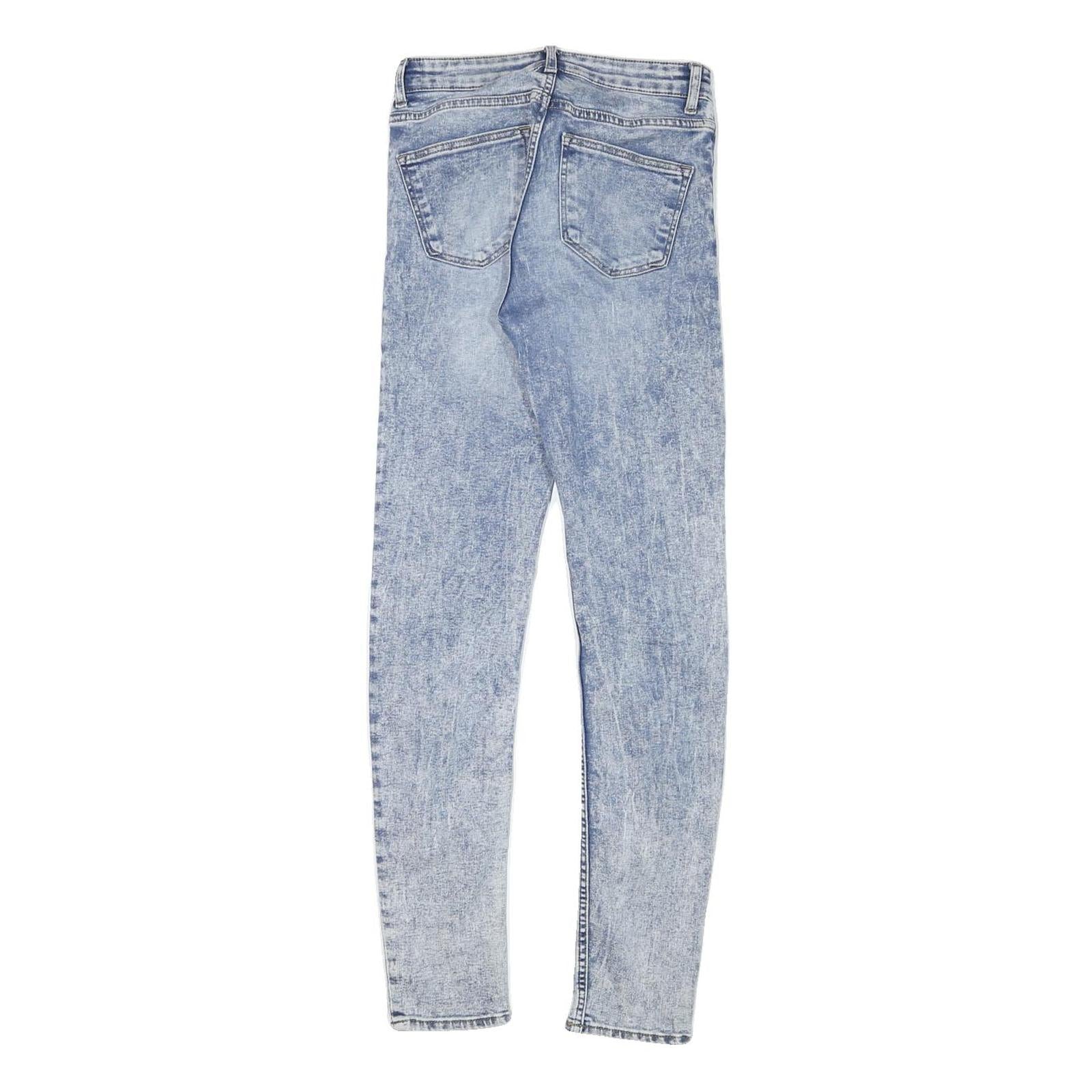 H&M Womens Slim Blue Denim Jeans Cotton Blend Zip W24 L29 Light Wash Skinny Fit