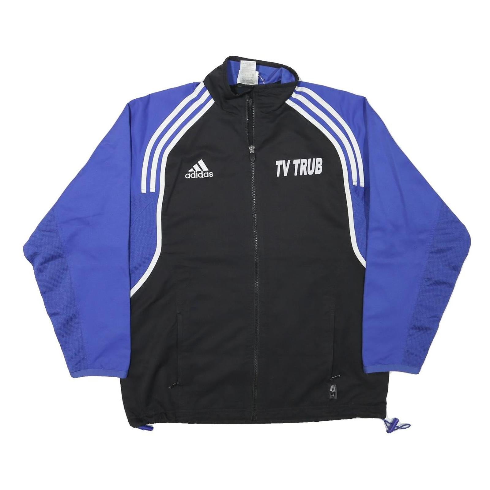ADIDAS Mens Black & Blue TV Trub Sports Zip Jacket L Polyester Blend Track Top
