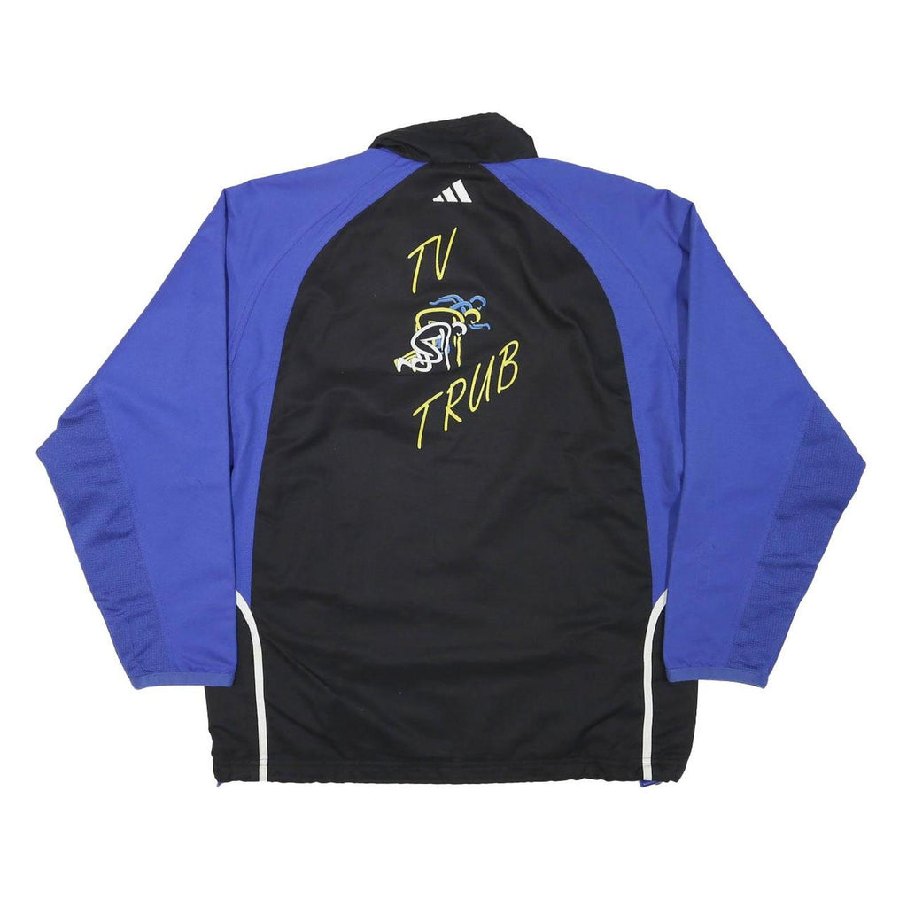 ADIDAS Mens Black & Blue TV Trub Sports Zip Jacket L Polyester Blend Track Top
