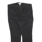 H&M Womens Black Cotton Blend Slim Tapered Trousers W34 L26 Cargo Style Zip