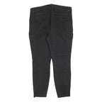 H&M Womens Black Cotton Blend Slim Tapered Trousers W34 L26 Cargo Style Zip