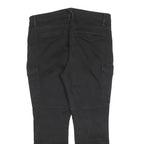 H&M Womens Black Cotton Blend Slim Tapered Trousers W34 L26 Cargo Style Zip