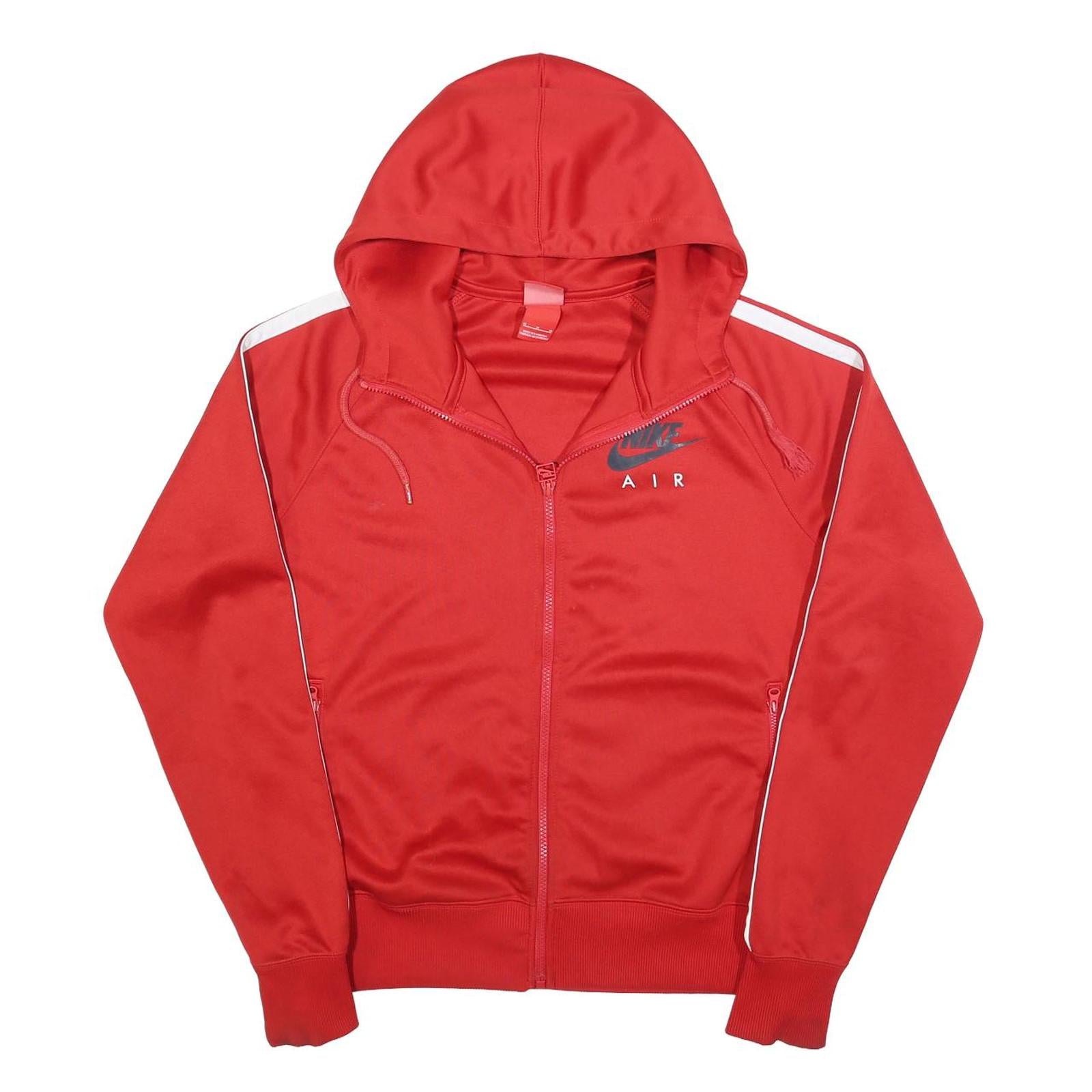 NIKE Mens Red Air Zip Hoodie Jacket M Polyester Blend Plain Sportswear