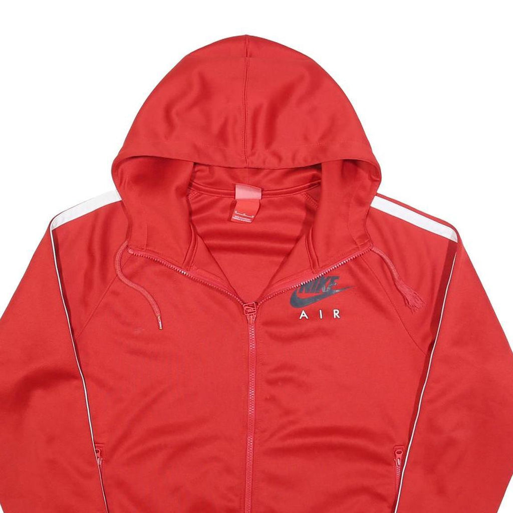 NIKE Mens Red Air Zip Hoodie Jacket M Polyester Blend Plain Sportswear