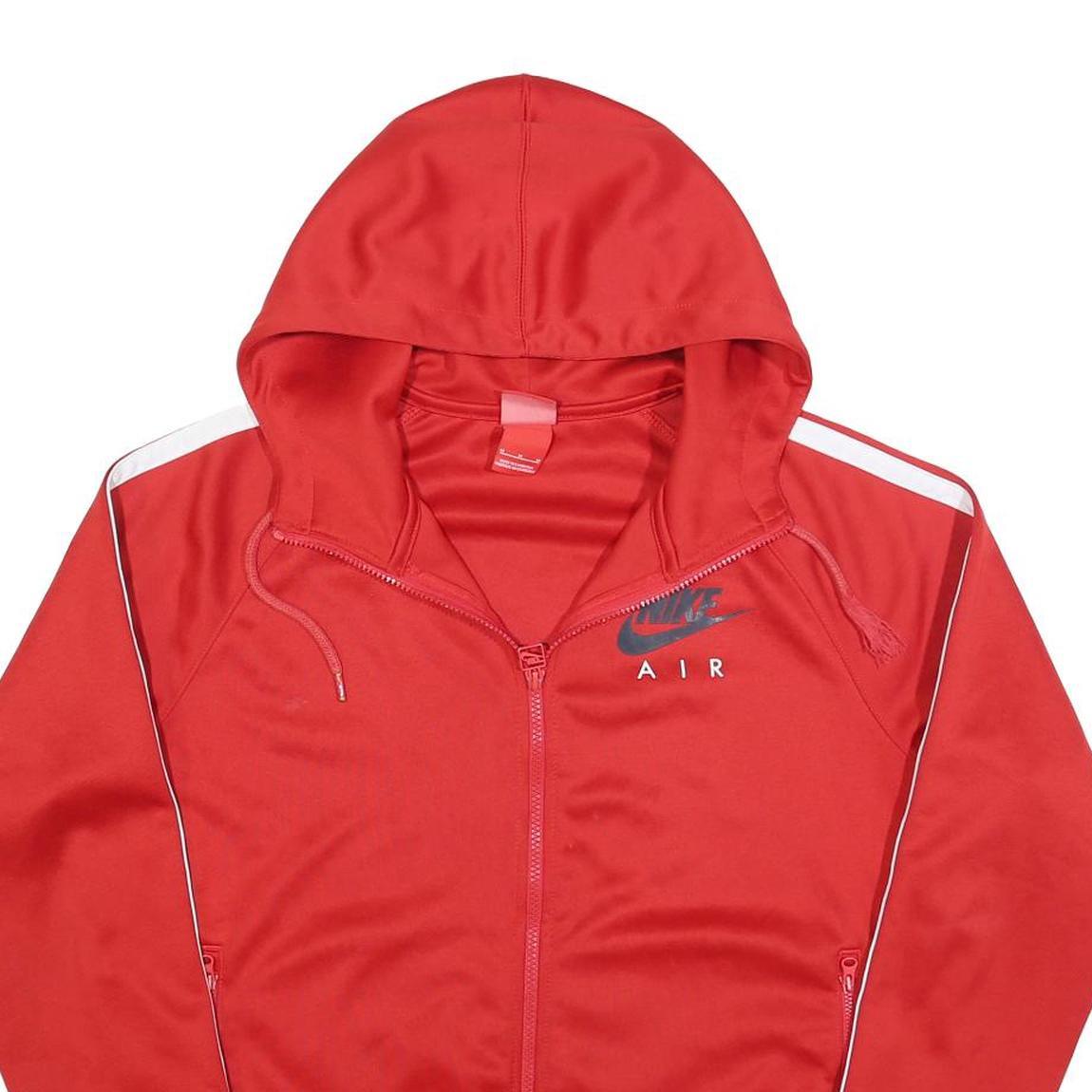 NIKE Mens Red Air Zip Hoodie Jacket M Polyester Blend Plain Sportswear