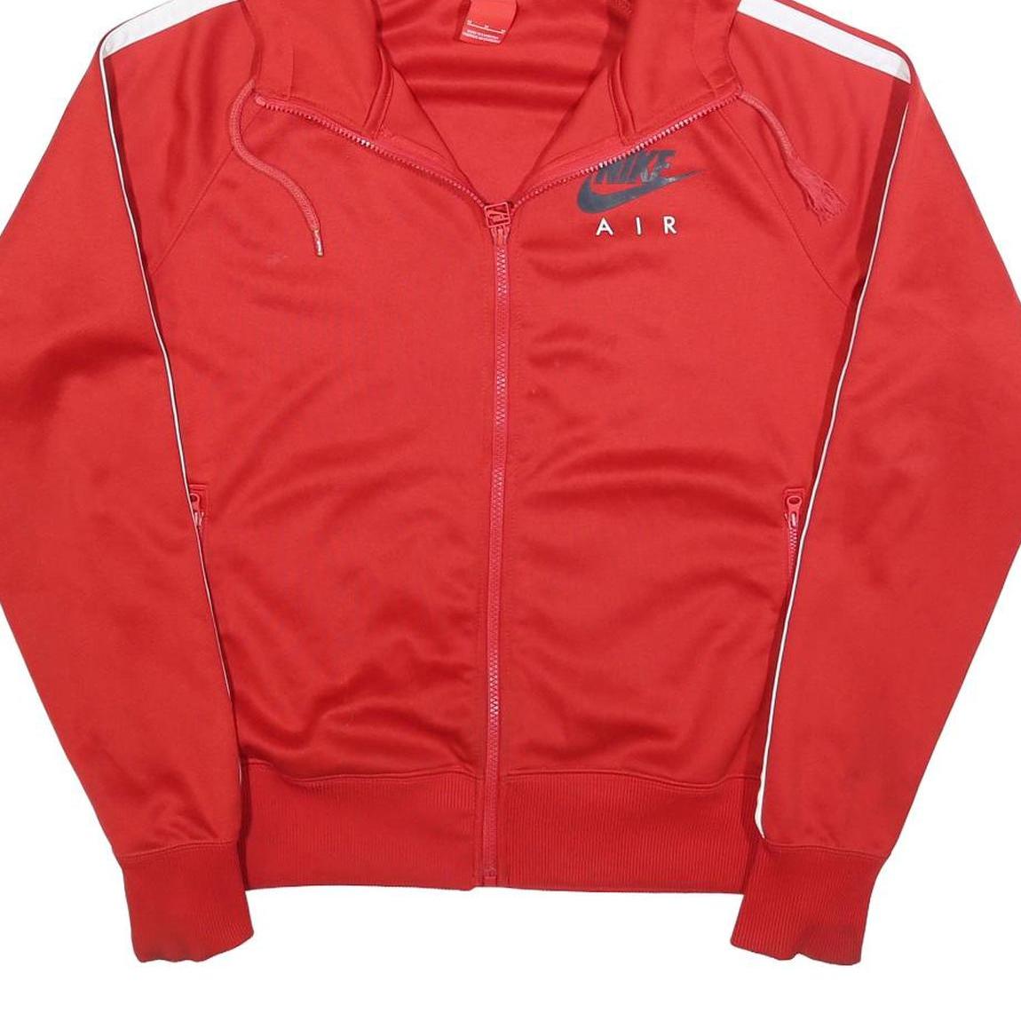 NIKE Mens Red Air Zip Hoodie Jacket M Polyester Blend Plain Sportswear