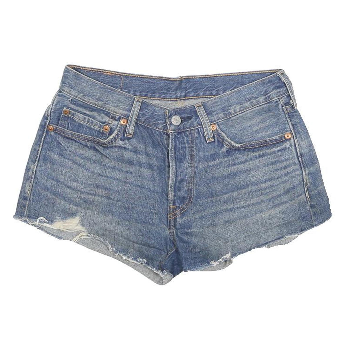LEVI'S Womens Shorts Blue Denim Cut-Off S W26 Raw Hem Casual Summer