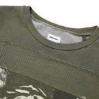 DIESEL Mens Green Cotton Blend Crew Neck M Tiger Graphic Sweatshirt