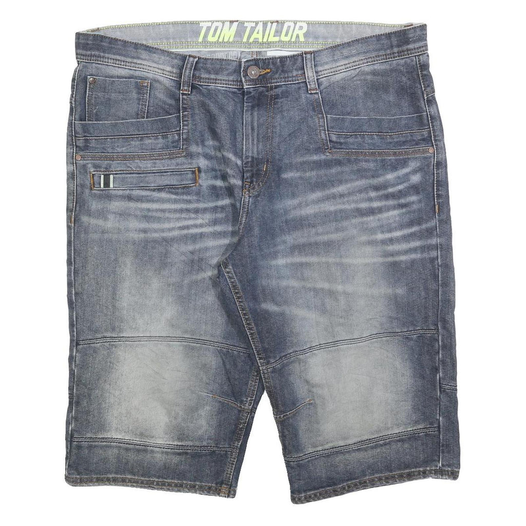 TOM TAILOR Mens Denim Blue Casual Shorts 2XL W42 Cotton Blend Relaxed Fit