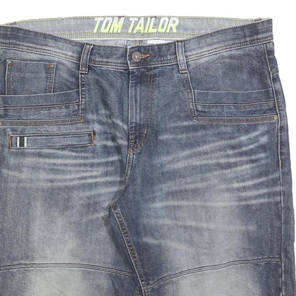 TOM TAILOR Mens Denim Blue Casual Shorts 2XL W42 Cotton Blend Relaxed Fit
