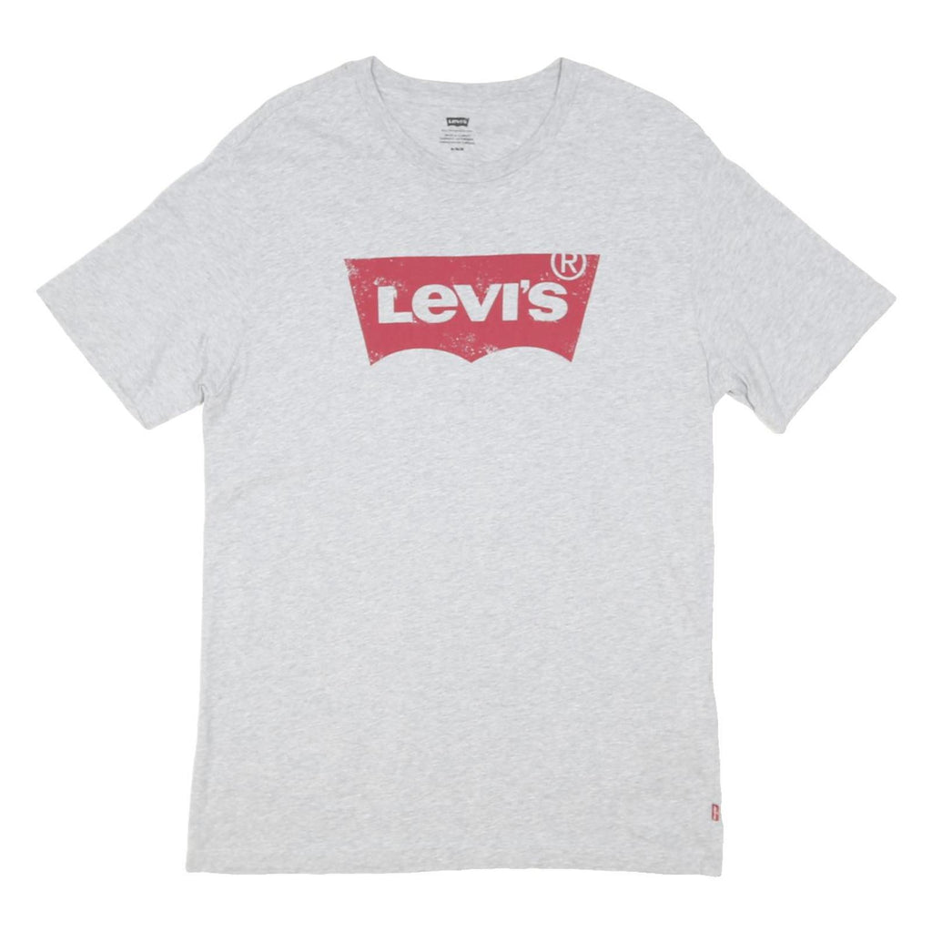 LEVI'S Mens Grey Red Logo Classic T-Shirt M Short Sleeve Crew Neck Cotton Blend