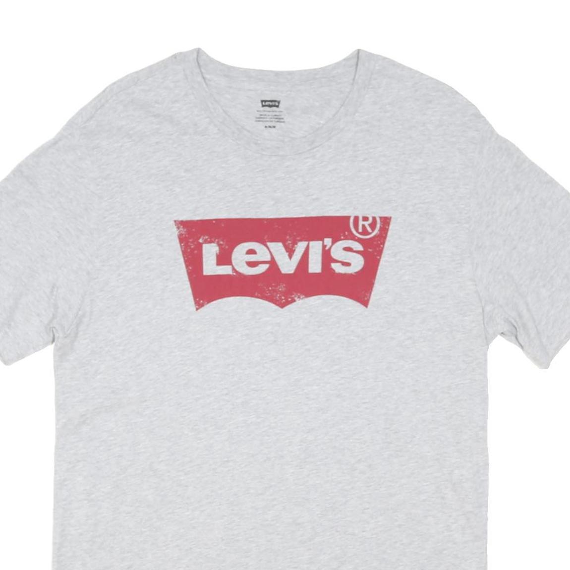 LEVI'S Mens Grey Red Logo Classic T-Shirt M Short Sleeve Crew Neck Cotton Blend