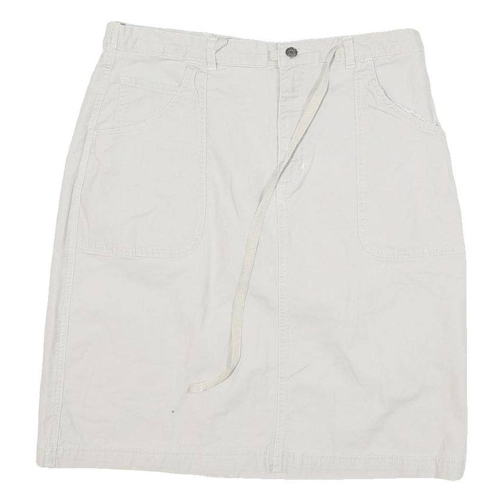 CHEROKEE Womens White Cotton Blend Straight Knee Length Woven Skirt UK 12 Casual