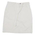 CHEROKEE Womens White Cotton Blend Straight Knee Length Woven Skirt UK 12 Casual