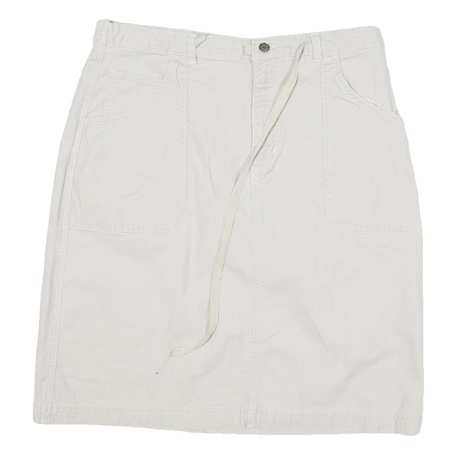 CHEROKEE Womens White Cotton Blend Straight Knee Length Woven Skirt UK 12 Casual