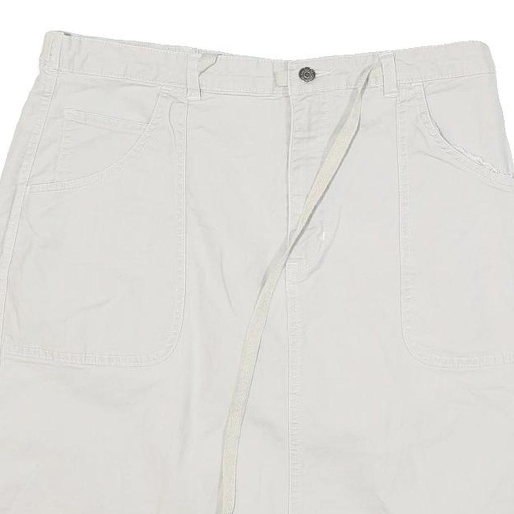 CHEROKEE Womens White Cotton Blend Straight Knee Length Woven Skirt UK 12 Casual