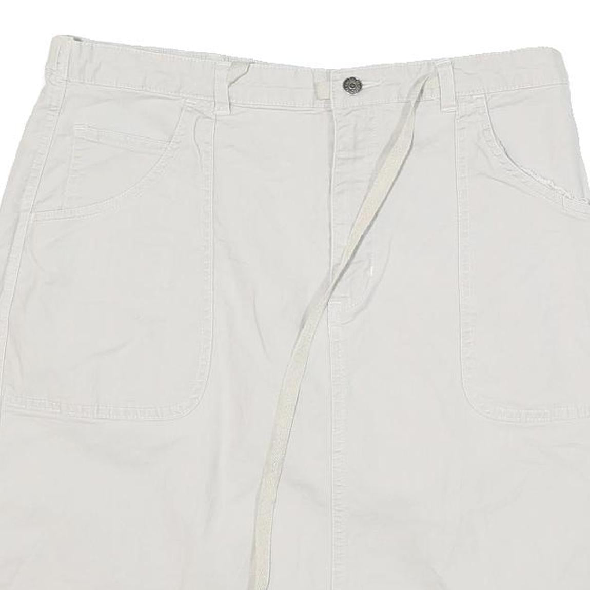 CHEROKEE Womens White Cotton Blend Straight Knee Length Woven Skirt UK 12 Casual