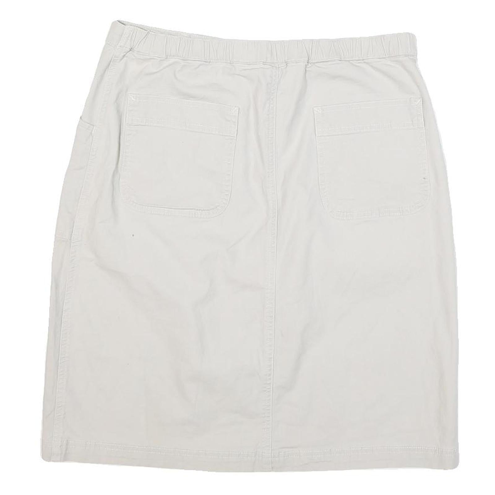 CHEROKEE Womens White Cotton Blend Straight Knee Length Woven Skirt UK 12 Casual