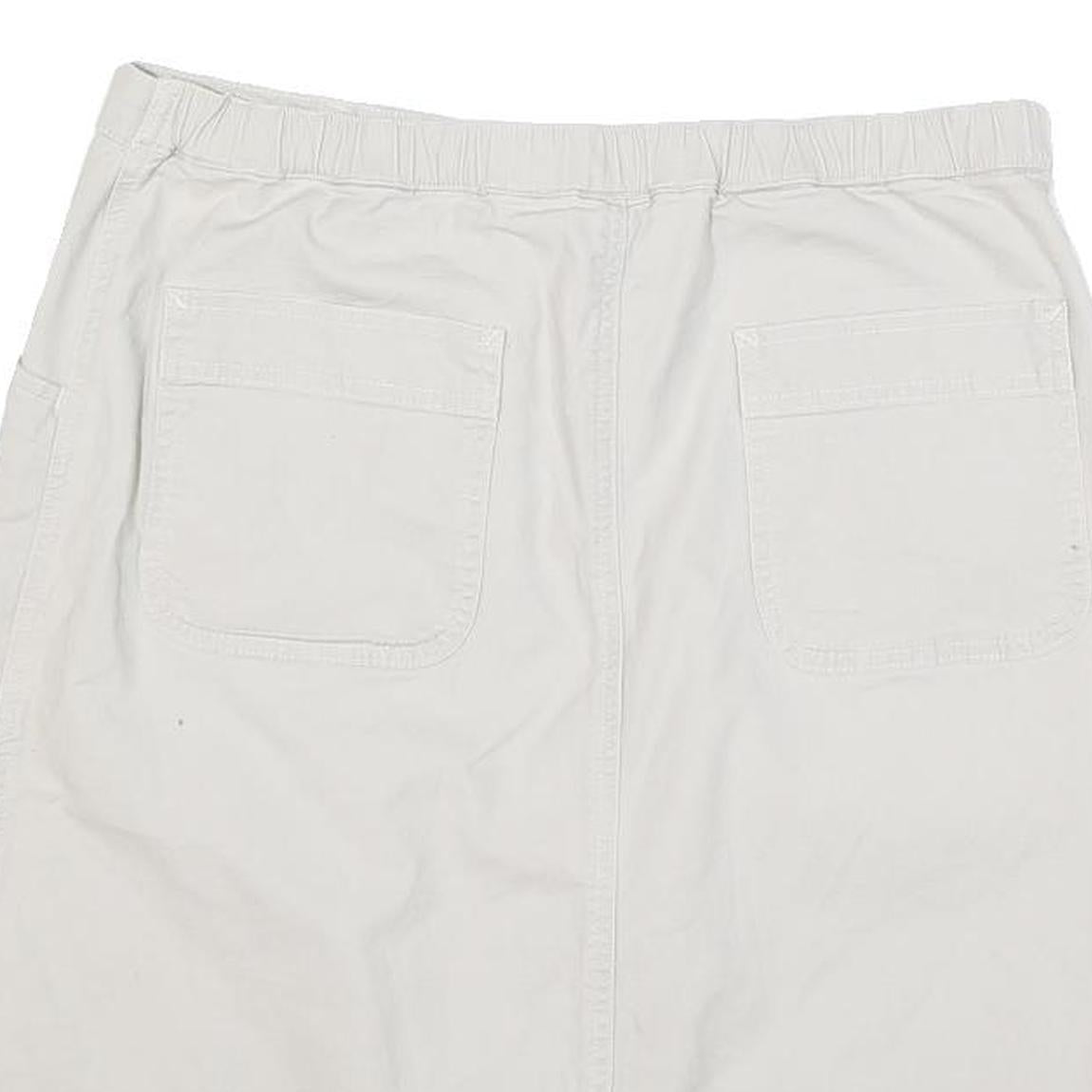 CHEROKEE Womens White Cotton Blend Straight Knee Length Woven Skirt UK 12 Casual