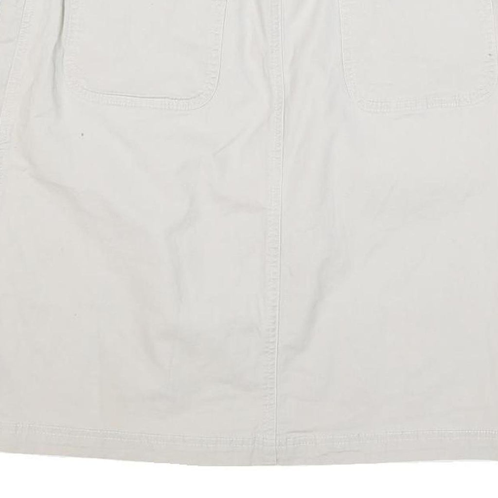 CHEROKEE Womens White Cotton Blend Straight Knee Length Woven Skirt UK 12 Casual