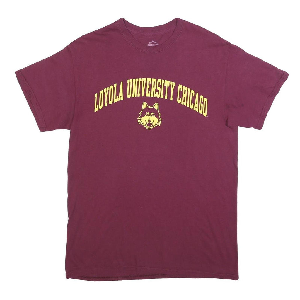 ELITE FAN Mens Maroon Loyola University Chicago T-Shirt M Short Sleeve Crew Neck