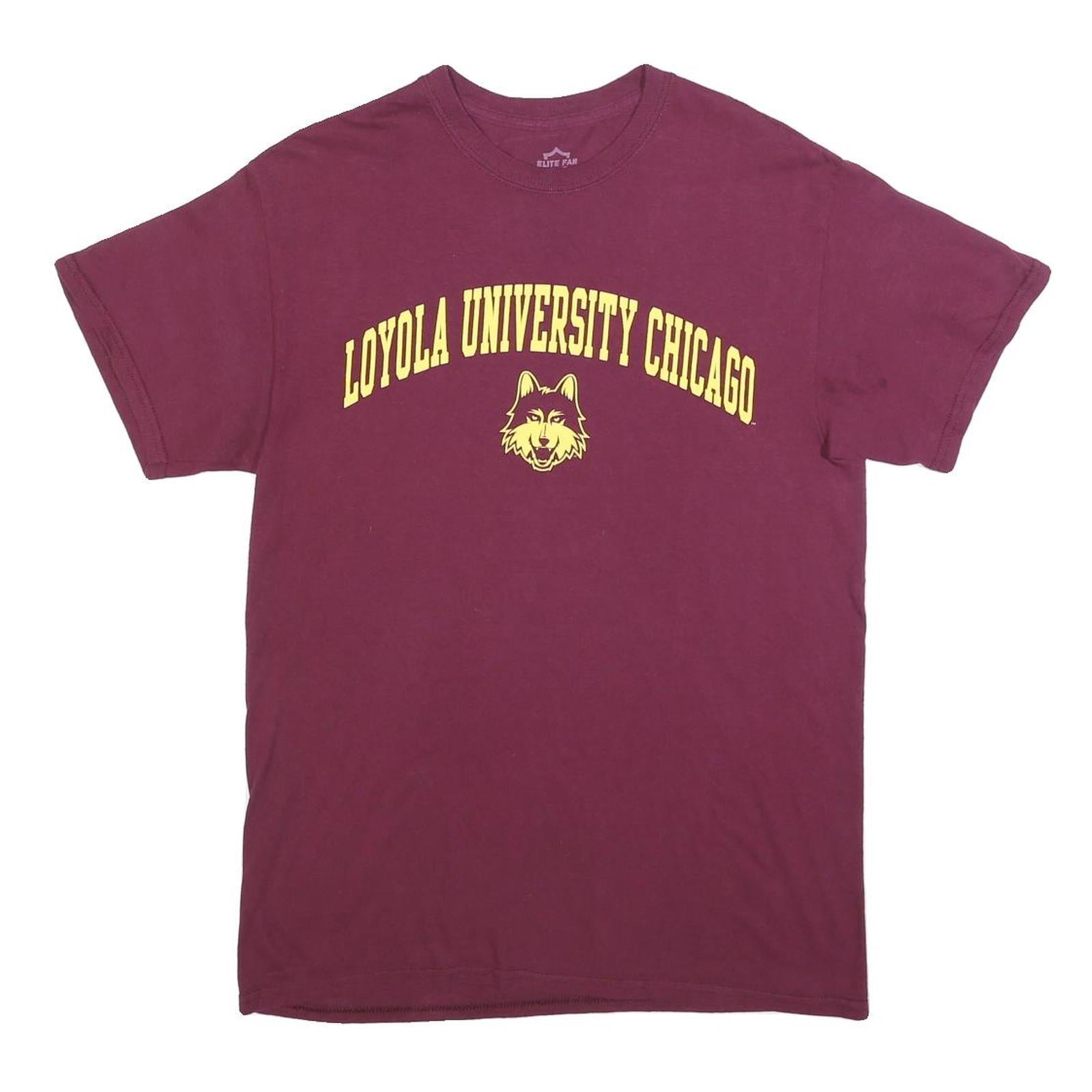 ELITE FAN Mens Maroon Loyola University Chicago T-Shirt M Short Sleeve Crew Neck