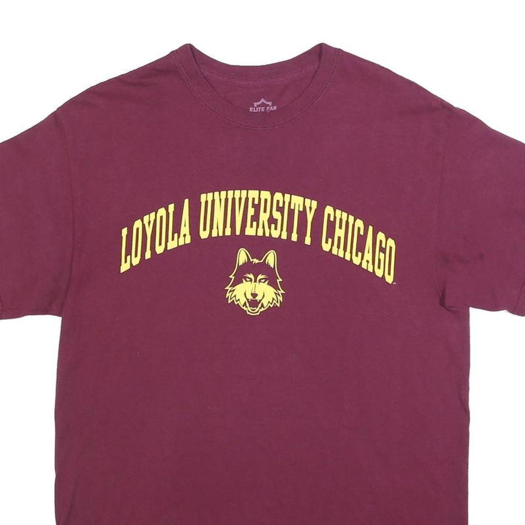 ELITE FAN Mens Maroon Loyola University Chicago T-Shirt M Short Sleeve Crew Neck