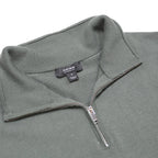 REISS Mens Green Jumper Plain 1/4 Zip Basic Knit S Wool Soft Fit