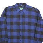 Mens Blue & Black Check Shirt L Long Sleeve Cotton Blend Casual