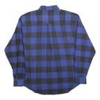 Mens Blue & Black Check Shirt L Long Sleeve Cotton Blend Casual