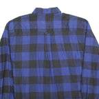 Mens Blue & Black Check Shirt L Long Sleeve Cotton Blend Casual