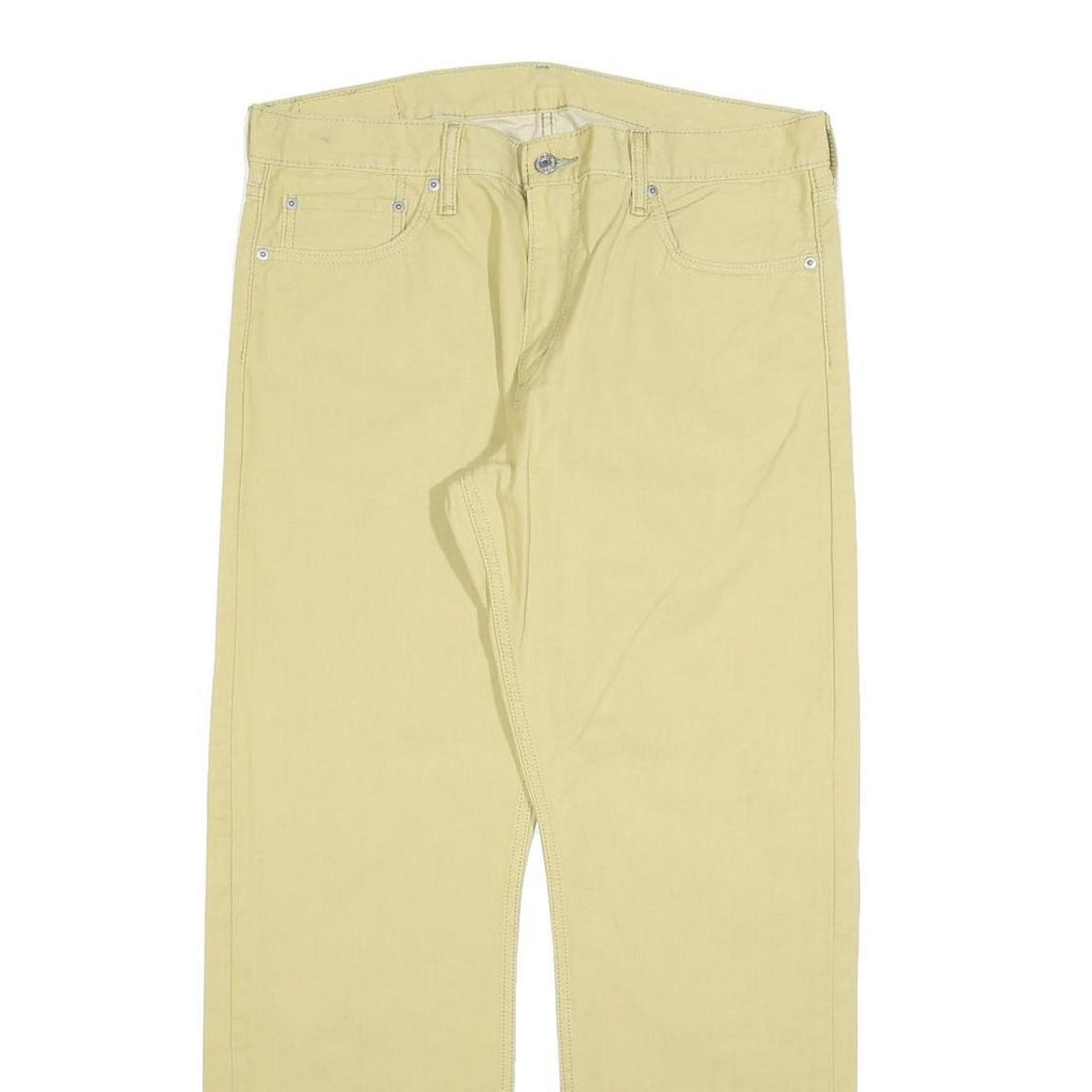 LEVI'S Mens Regular Beige Cotton Blend Trousers W36 L30 Classic Zip Pockets