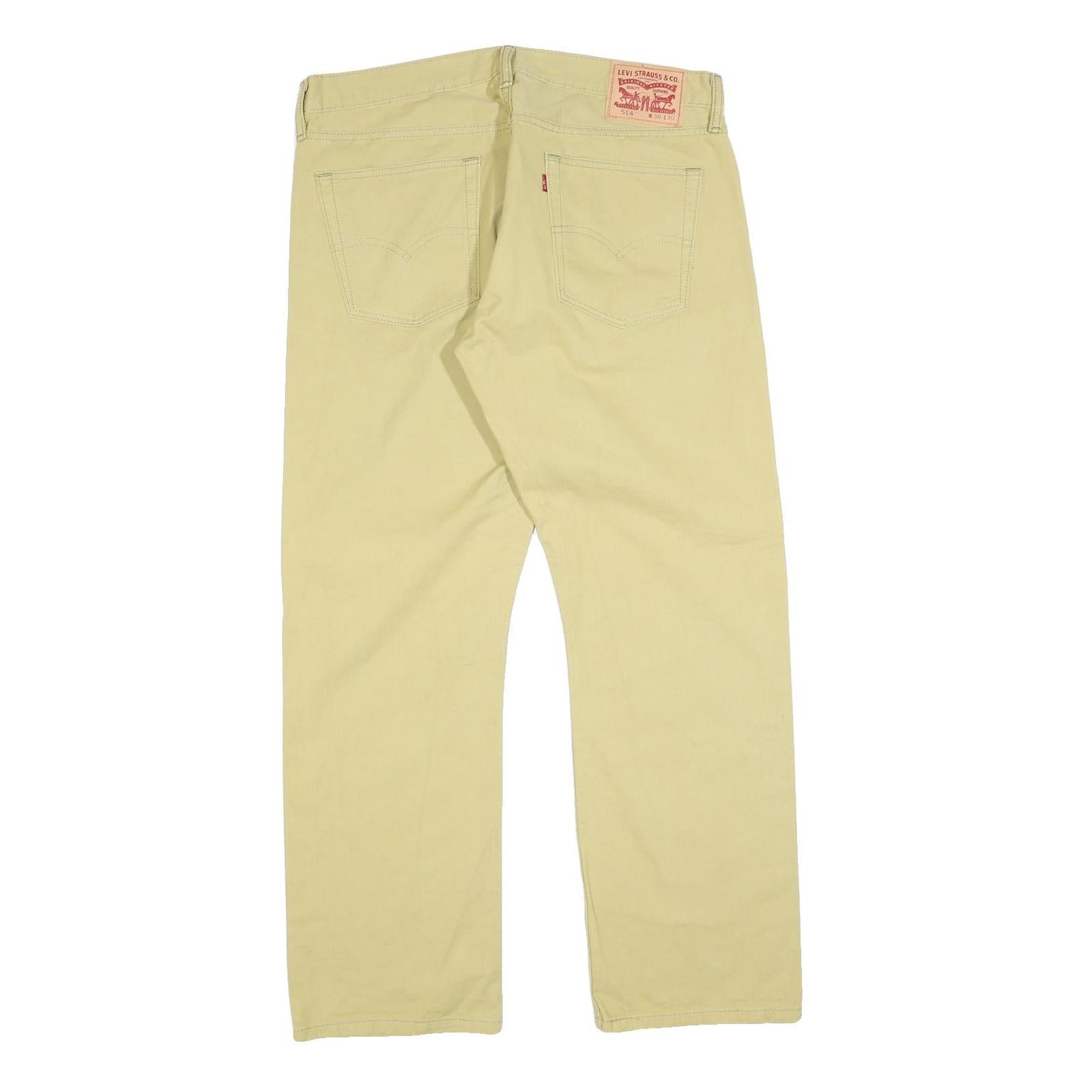 LEVI'S Mens Regular Beige Cotton Blend Trousers W36 L30 Classic Zip Pockets