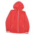 TOMMY HILFIGER Womens Red Outdoor Zip Hooded Jacket S Polyester Blend Plain