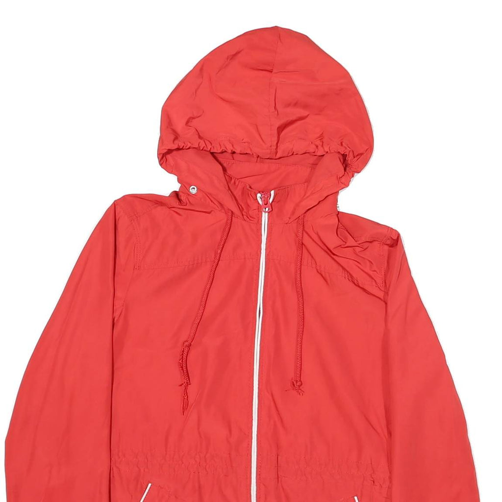 TOMMY HILFIGER Womens Red Outdoor Zip Hooded Jacket S Polyester Blend Plain