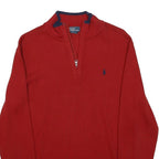 POLO RALPH LAUREN Mens Red Crew Neck Plain Basic Knit Jumper M Cotton