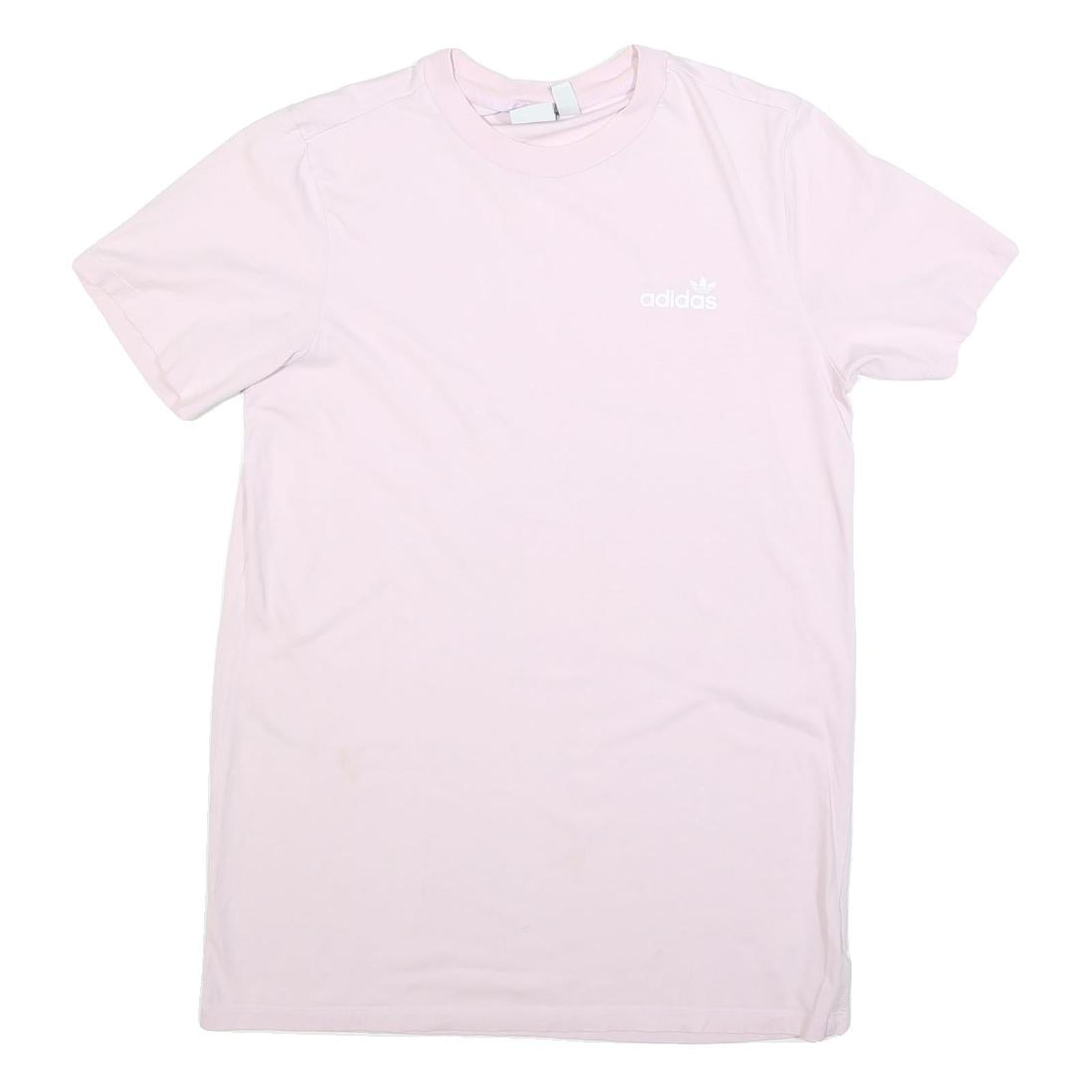 ADIDAS Womens Pink Cotton Blend T-Shirt Dress Plain Short Sleeve UK 8 Casual