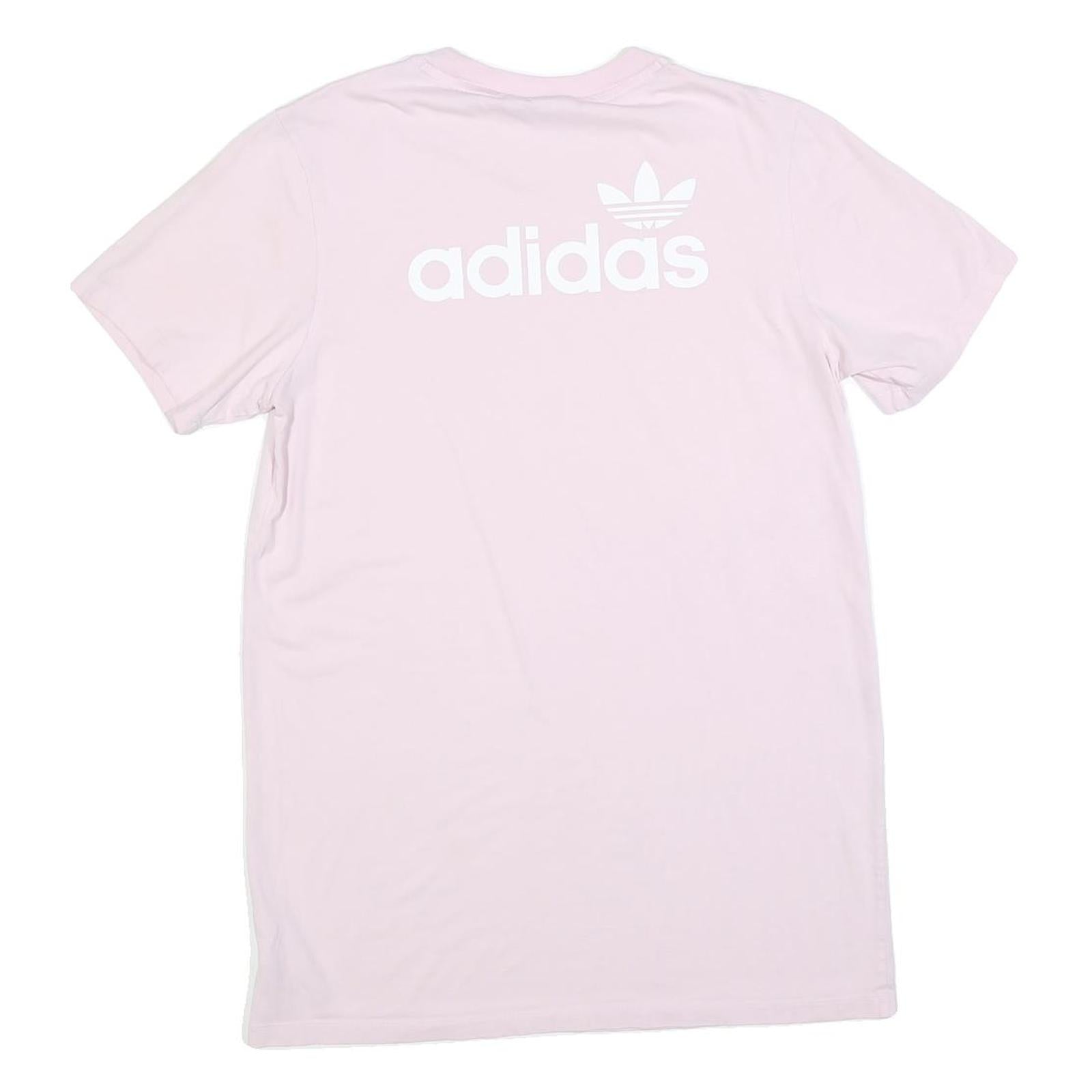 ADIDAS Womens Pink Cotton Blend T-Shirt Dress Plain Short Sleeve UK 8 Casual