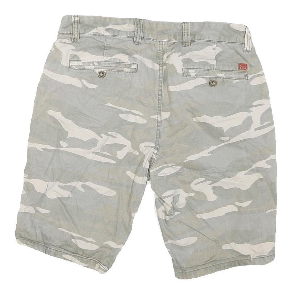 RED SOUL Mens Shorts Grey & Cream Camouflage Casual M W32 Cotton Blend