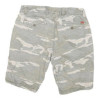RED SOUL Mens Shorts Grey & Cream Camouflage Casual M W32 Cotton Blend